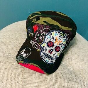 Camouflage Skull Embroidered Kids Cap